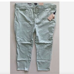 NYDJ Nwt Ami Skinny Ankle 1/2 Side Seam Slit Palm Dew Green Jeans 28W